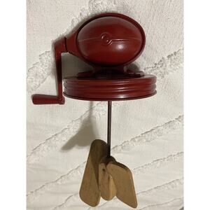 Antique Hand Crank Butter Churn football red